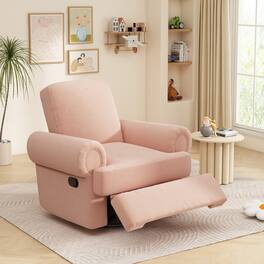 TinyHomie - Manual Recliner Sofa Swivel Recliner Rocker Chair with Adjustable Backrest for Living Room Bedroom or Nursery - Pink
