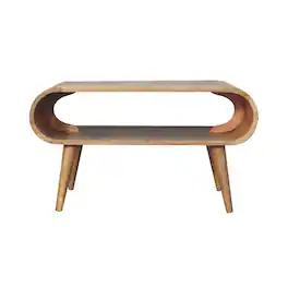 Artisan Furniture - Solid Wood Open Oak-ish Coffee Table, Open Storage, Light - Brown