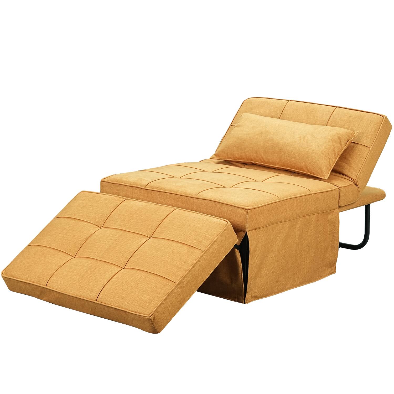 Alt View 2. Ainfox - Ainfox Sofa Bed Breathable Linen Couch Bed with Adjustable Backrest Convertible Chair for Living Room Apartment Office - yellow.