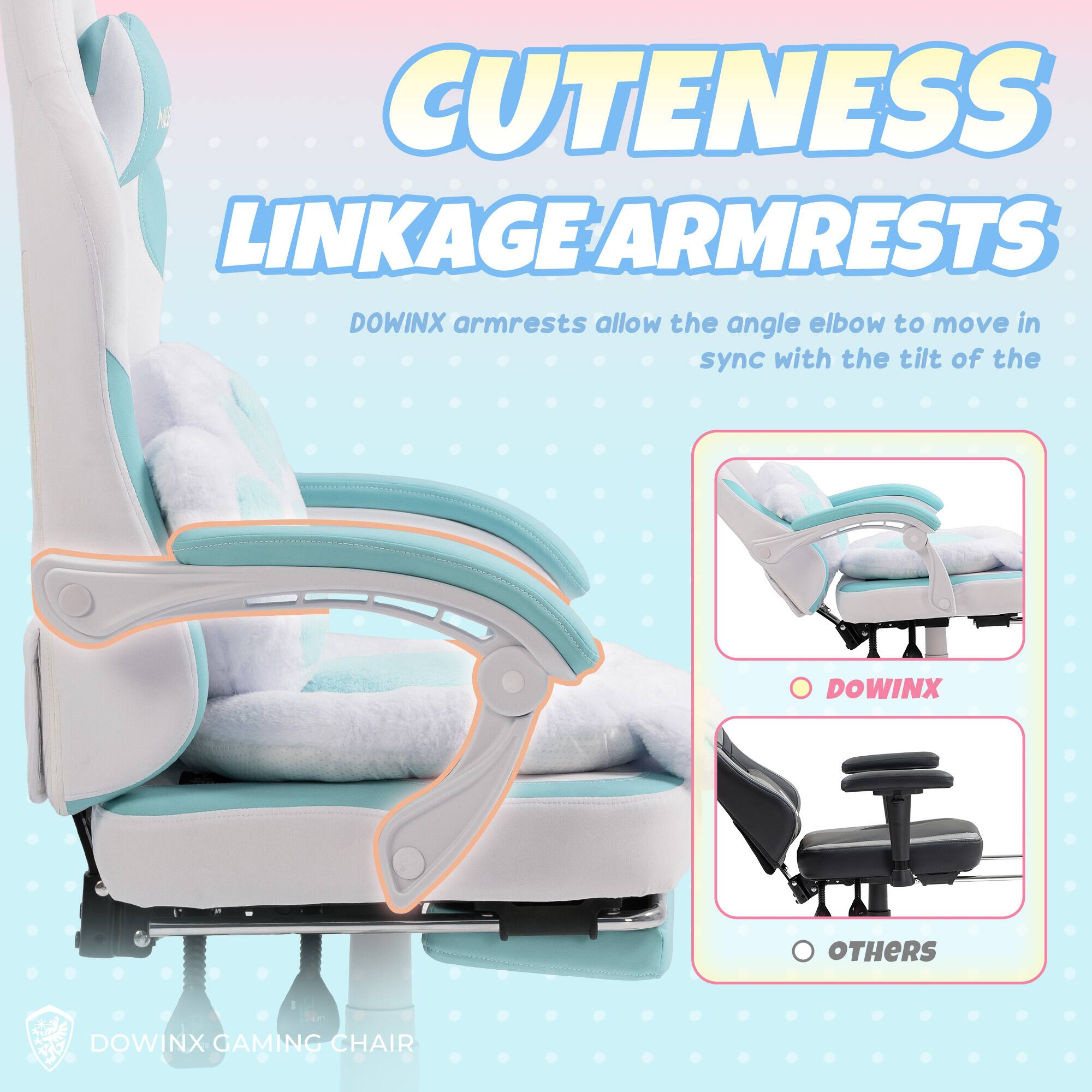 Cuteness Linkage Armrests

Dowinx armrests allow the angle elbow to move in sync with the tilt of the

Dowinx Gaming Chair

Dowinx

Others