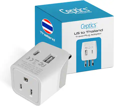 Ceptics
connecting the world
US to Thailand
Travel Plug Adapter
FC
CE
Input: 100-250V 50/60Hz
Output: USB-A USB
5V/2.4A 4A Max.
5V/2.4A 4A
Made in China
Model: 200-2006
FCCE
SGNA LIE CAA o MAL DE s UNAA mu2 CNA - D SSUrU N a cae PENCAC FC CE 50/60Hz Mx. FCACE 5V/2.4A 4A Max. 5V/24A 4A 100-250V 5V/2. DC AC FC Total: 0