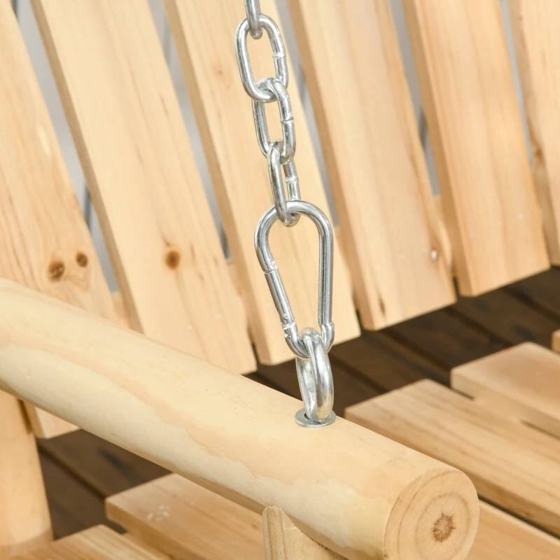 Left. Hivvago - Natural Wooden 2-Seater Hanging Outdoor Porch Swing - Natural.