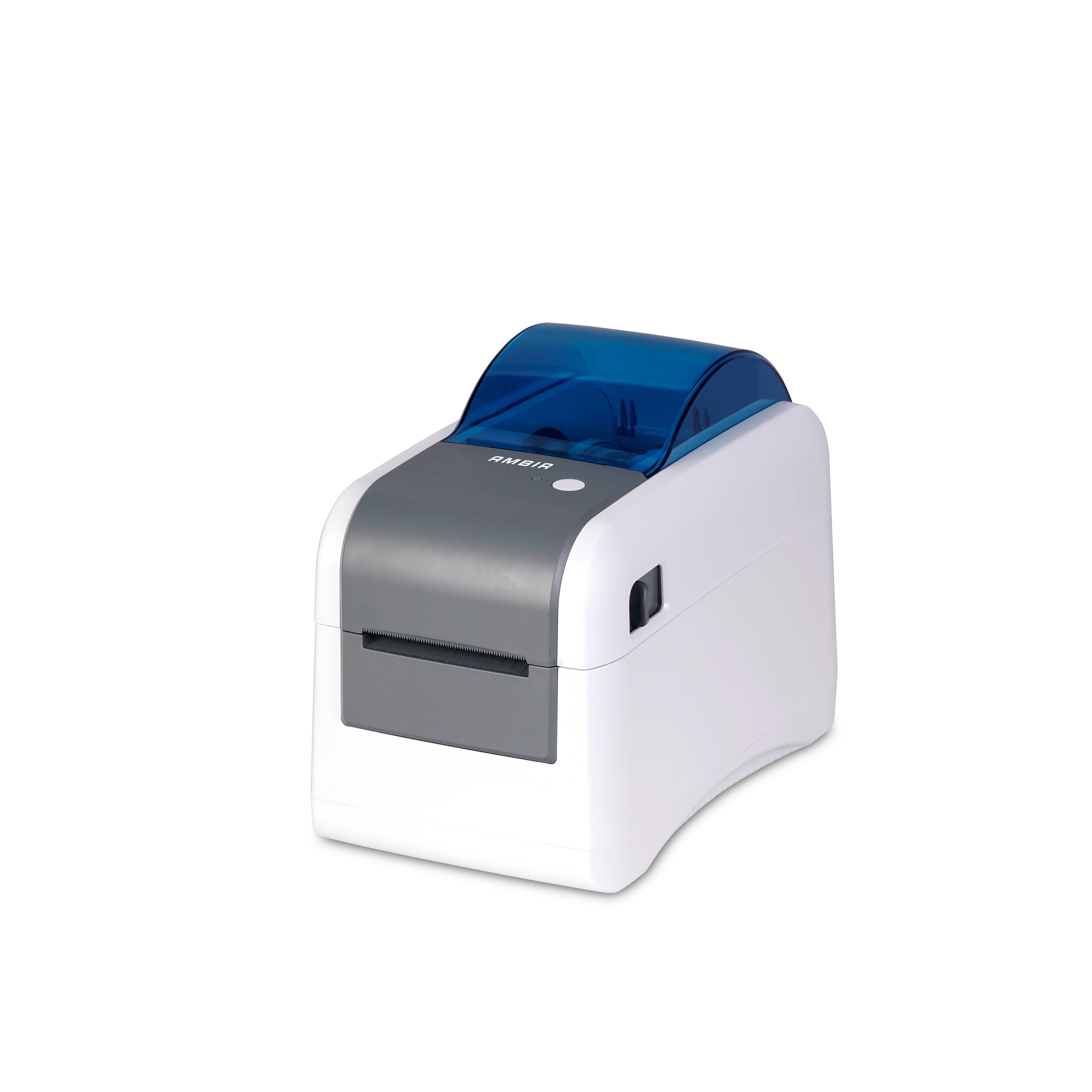 Front. Ambir Technology Inc - AMBIR LP230 2" Direct Thermal Wristband and Label Printer for Healthcare - White and Blue.