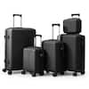 Front. Winado - 12"/16"/20"/24"/28" Carry on 5 Piece PP Hardside Luggage Suitcase Set with Built-in Lock Spinner Wheels Travel Business - Black.