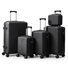 Winado - 12"/16"/20"/24"/28" Carry on 5 Piece PP Hardside Luggage Suitcase Set with Built-in Lock Spinner Wheels Travel Business - Black