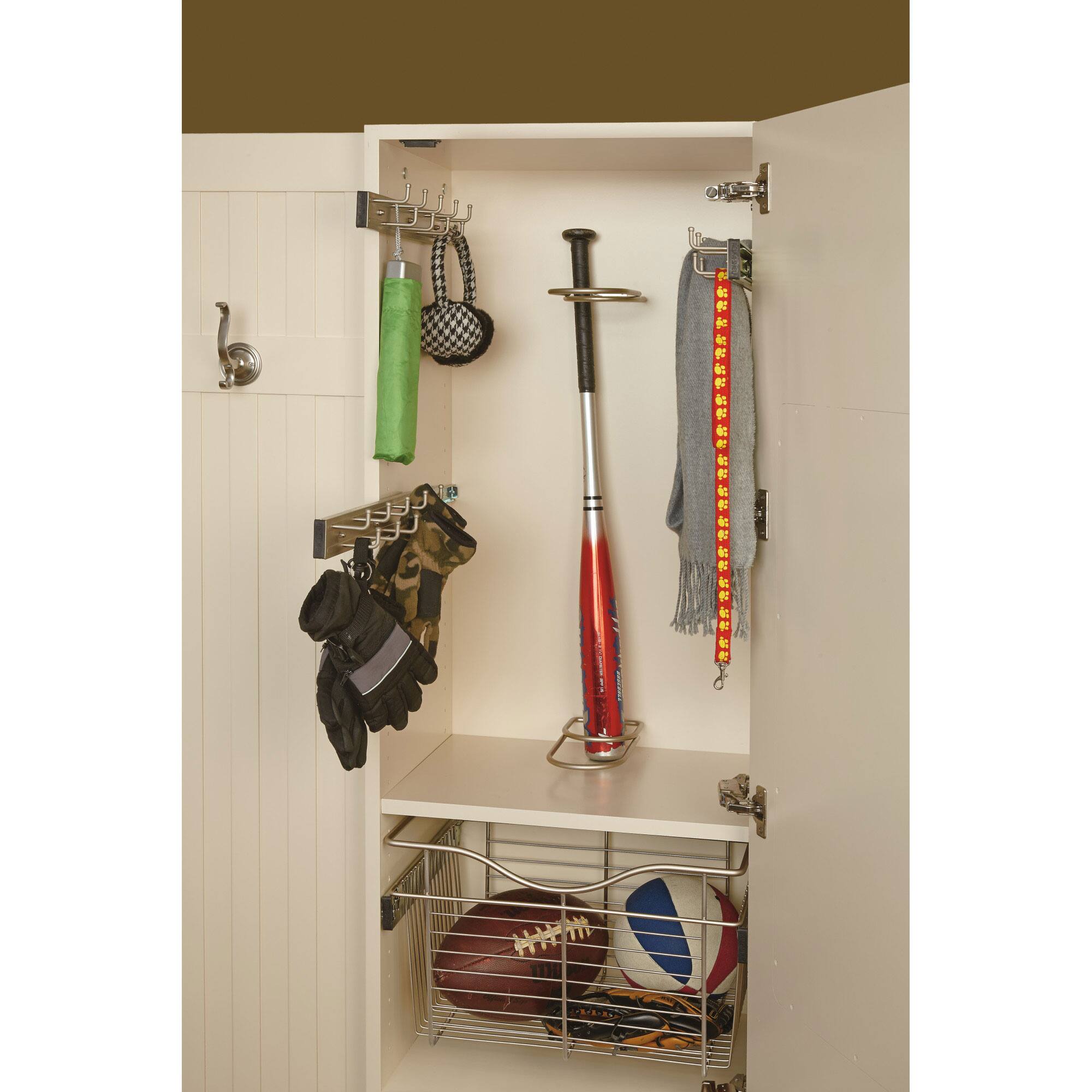 Alt View 3. Rev-A-Shelf - Rev-a-Shelf BRC-14CR 14" Mounted Pullout Belt Rack Organizer, Chrome (2 Pack) - Silver.