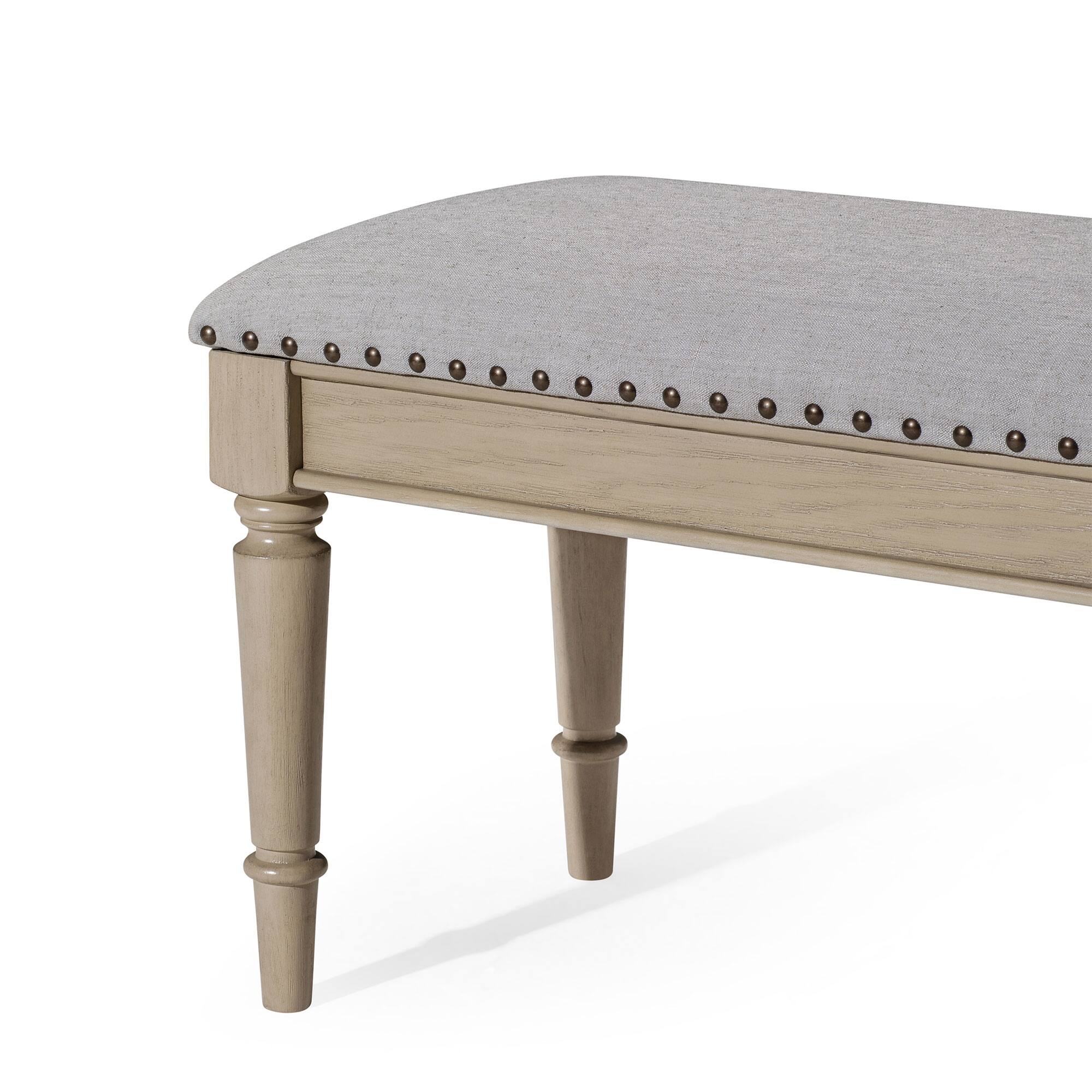 Alt View 8. Maven Lane - Maven Lane Elizabeth Traditional Upholstered Wooden Bench, Antiqued Grey Finish - Antiqued Grey.