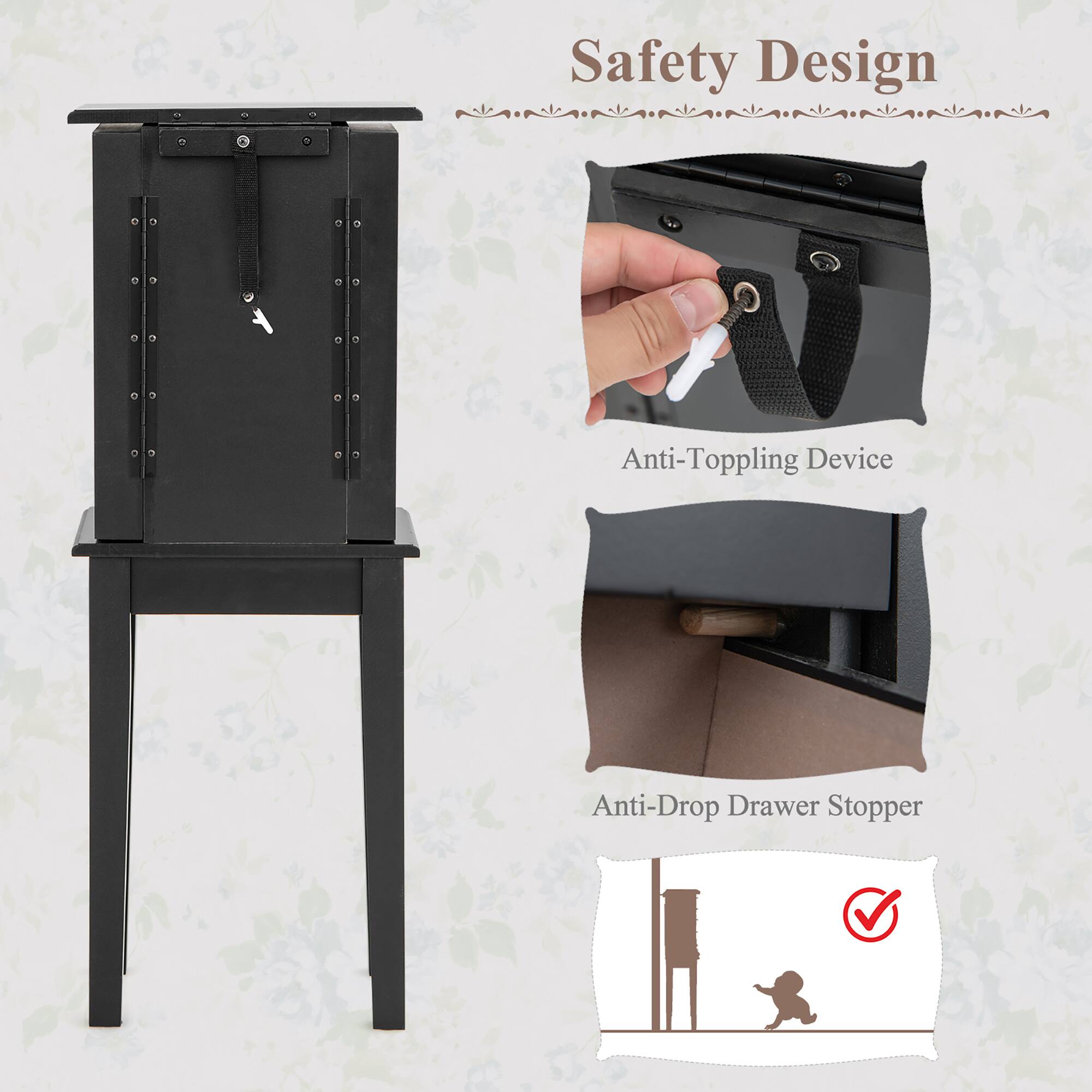 Safety Design

Anti-Topping Device

Anti-Drop Drawer Stopper