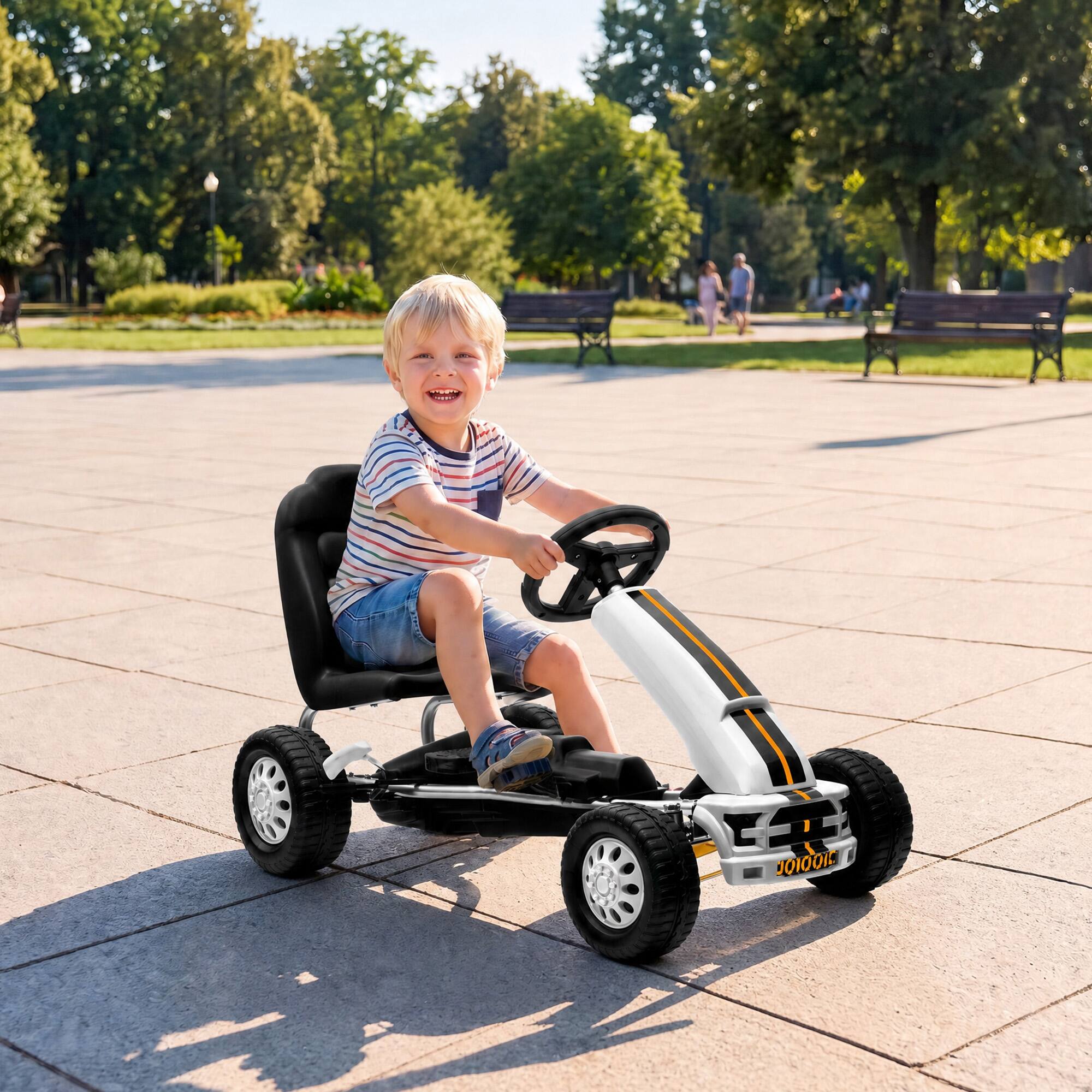 Alt View 1. Qaba - Pedal Go Kart with Steering Wheel - White.