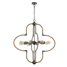 Manhattan Lane - Gemo 36 Inch Chandelier, Crossed Clover Design - Brown, Black, Brass