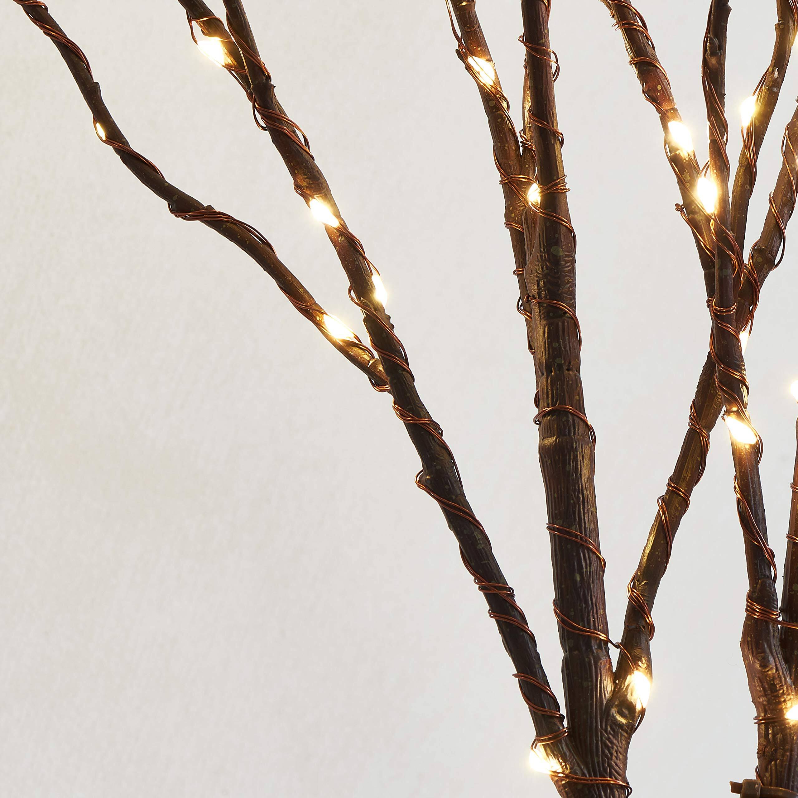 Alt View 5. Refined Abode Design - Lighted Brown Willow Branches 32in Timer Operated Tree Branch Warm White Lights Holiday Christmas Decoration - Brown.