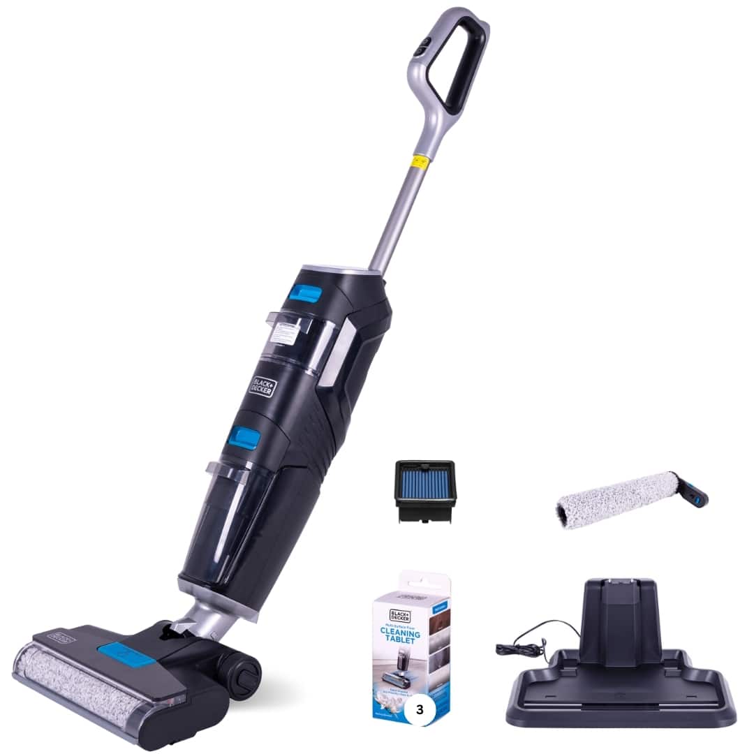 Black+Decker - Black & Decker Cordless Multi-Surface Vacuum & Wash Duo with Cleaning Accessories (BXUVXA01) - Black and Blue