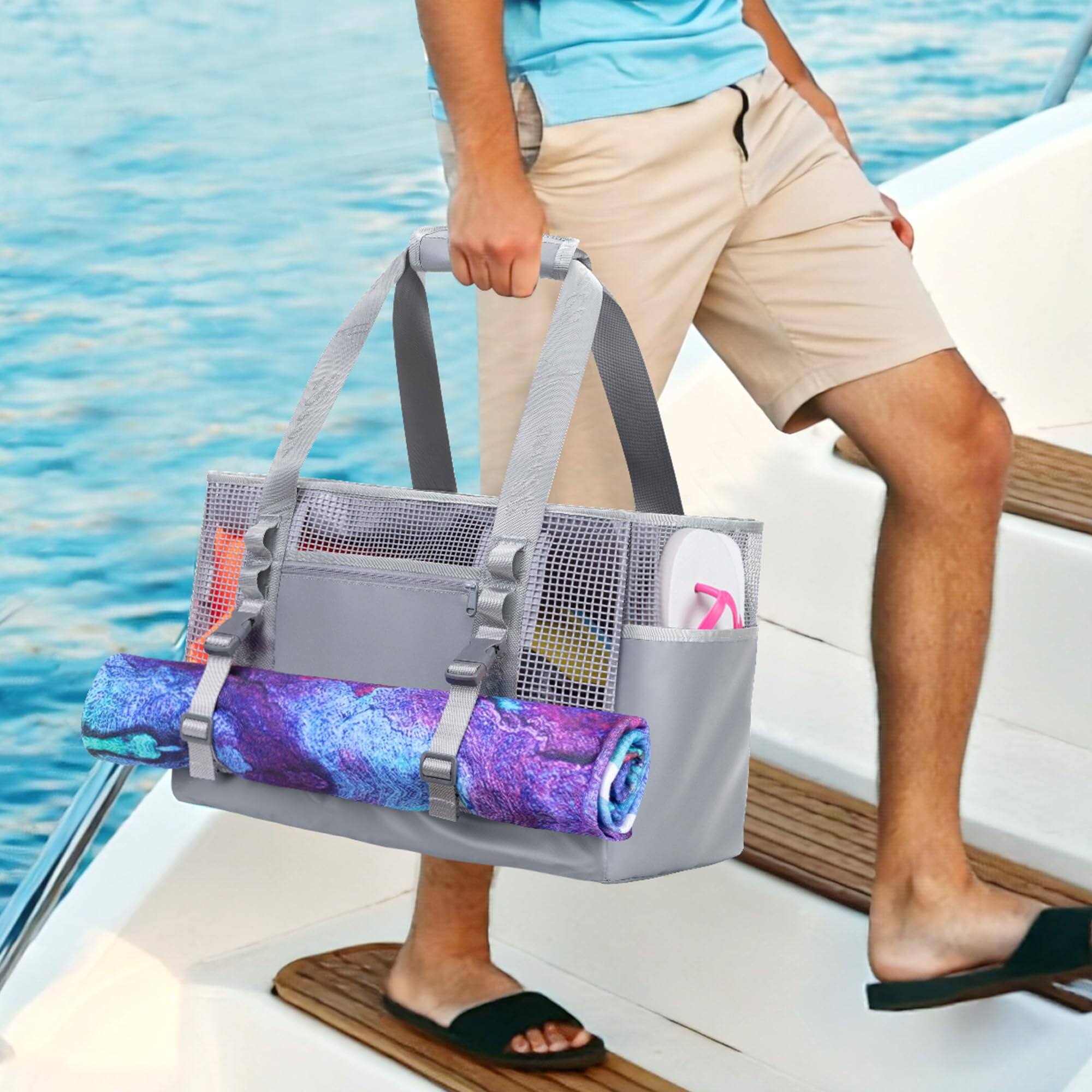 Alt View 2. Fabibe - Boat Gear Tote Bag 35.5l Waterproof Accessories Organizer With Marine-grade Coated Mesh And Wet Dry Pockets - Brown.