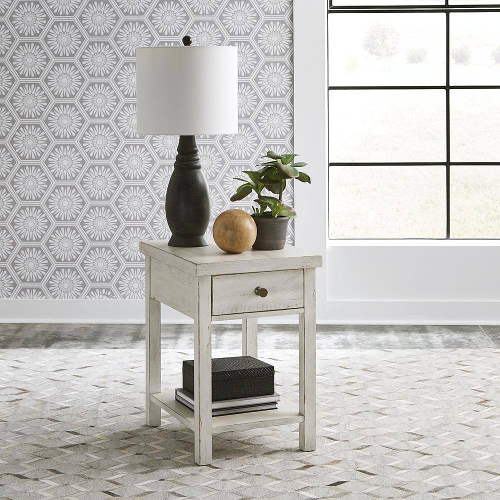 Alt View 7. Liberty Furniture Industries - Drawer Chair Side Table Flea Market White w/ Heavy Distressing - White.