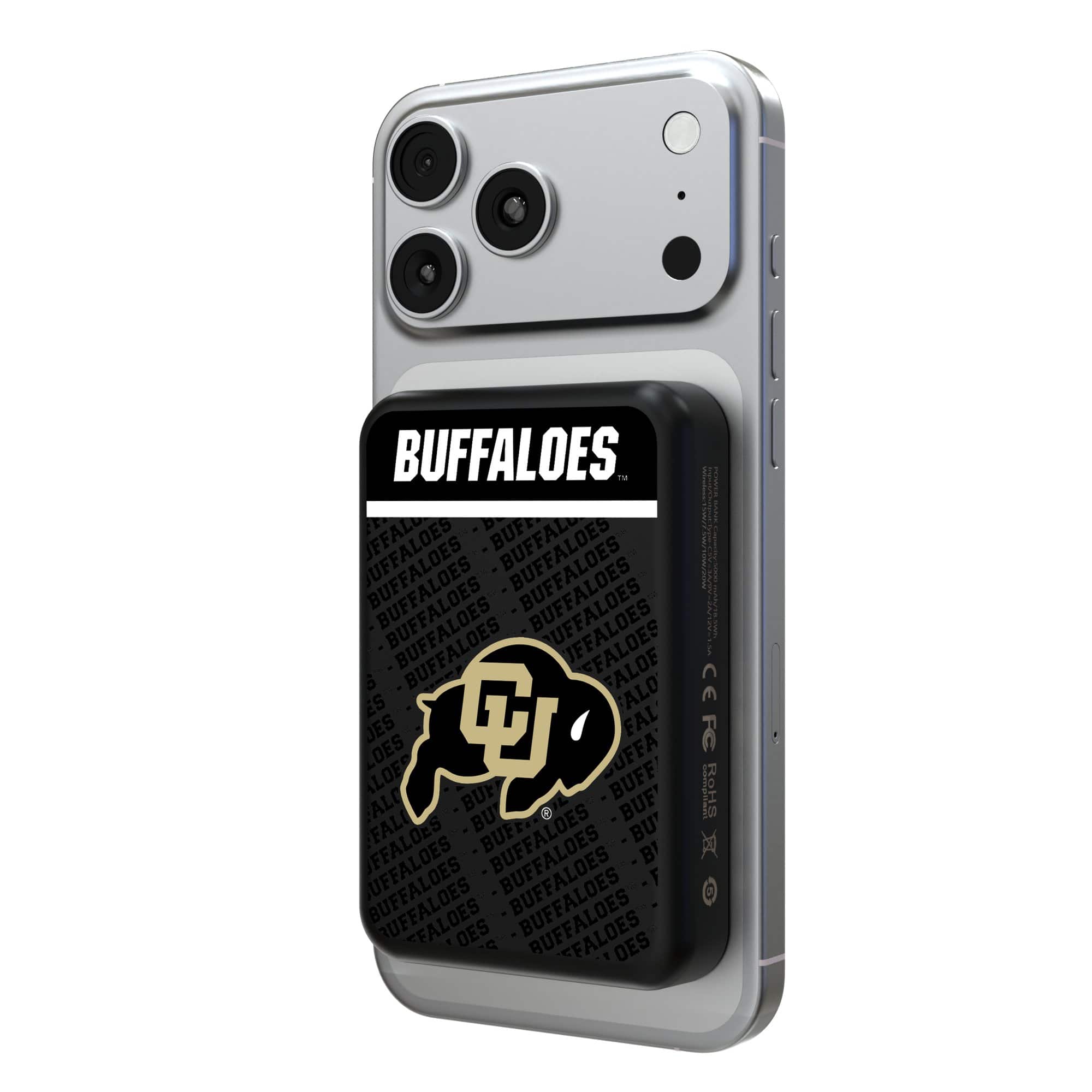 Keyscaper - Colorado Buffaloes 5000mAh Wireless Magnetic Power Bank - Black
