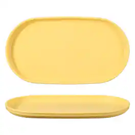 Unique Bargains - 2pcs Fast Food Serving Trays, 9.4x5.1" Oval Reusable Restaurant Tray for Kitchen Coffee Fruit Burger Lunch - Yellow