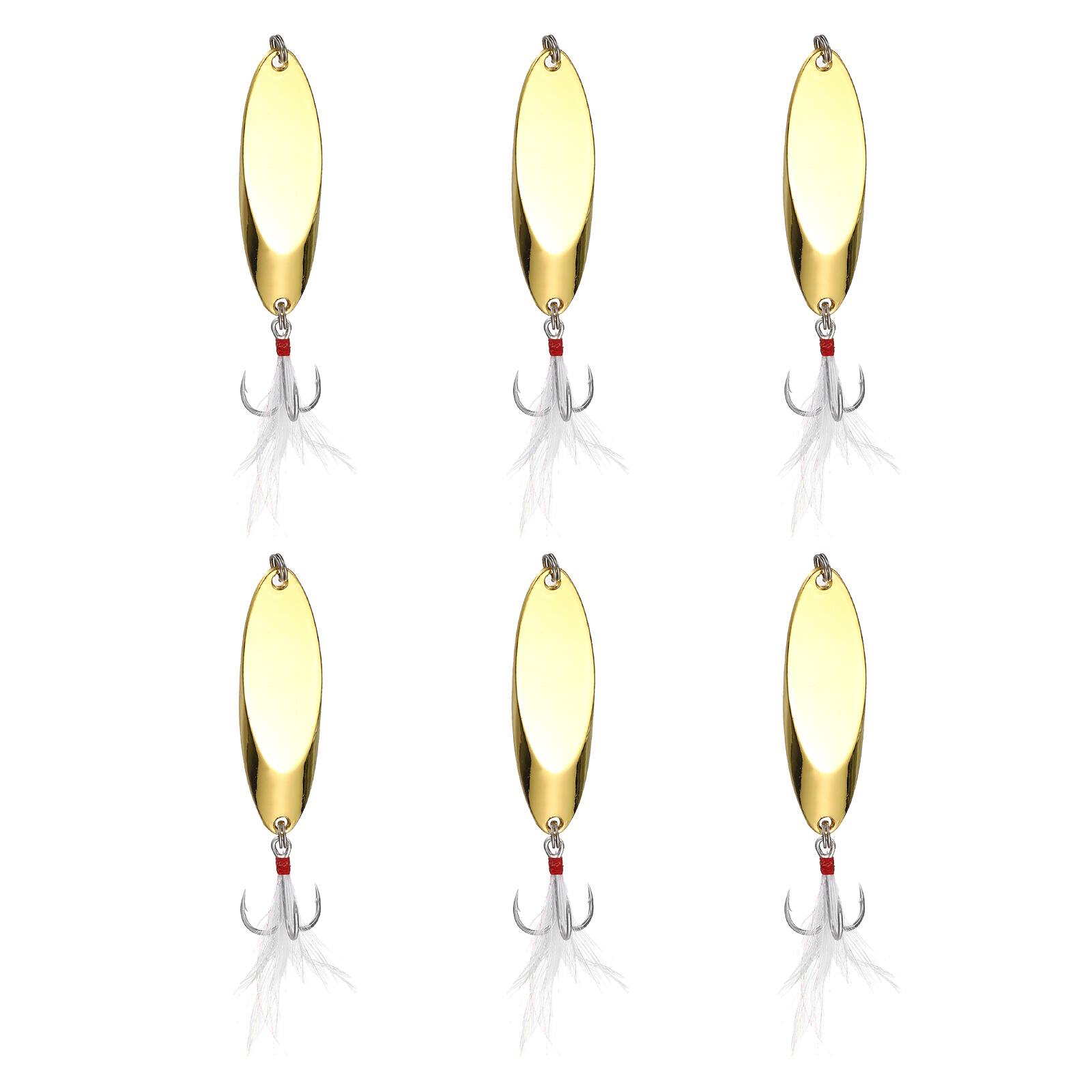 Unique Bargains - Fishing Spoons Lures, Metal Saltwater Treble Trout Lures Jigging Spoon with Treble Hooks Spinner 6pcs 3/5 oz - Gold price history on PriceWatchPro