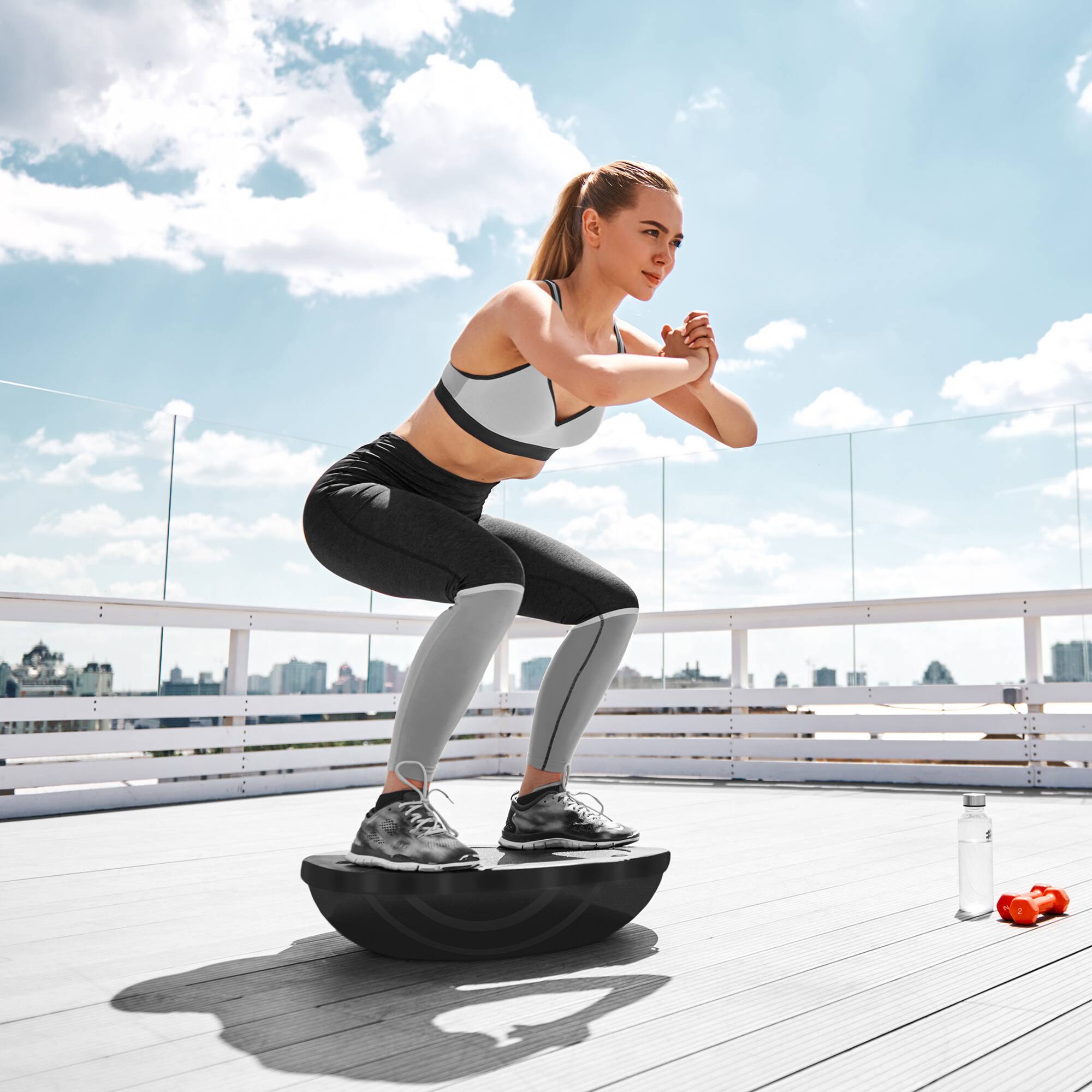 Alt View 5. Philosophy Gym - Half Balance Ball Exercise Trainer - Half Yoga Ball Trainer with Pump - Black.