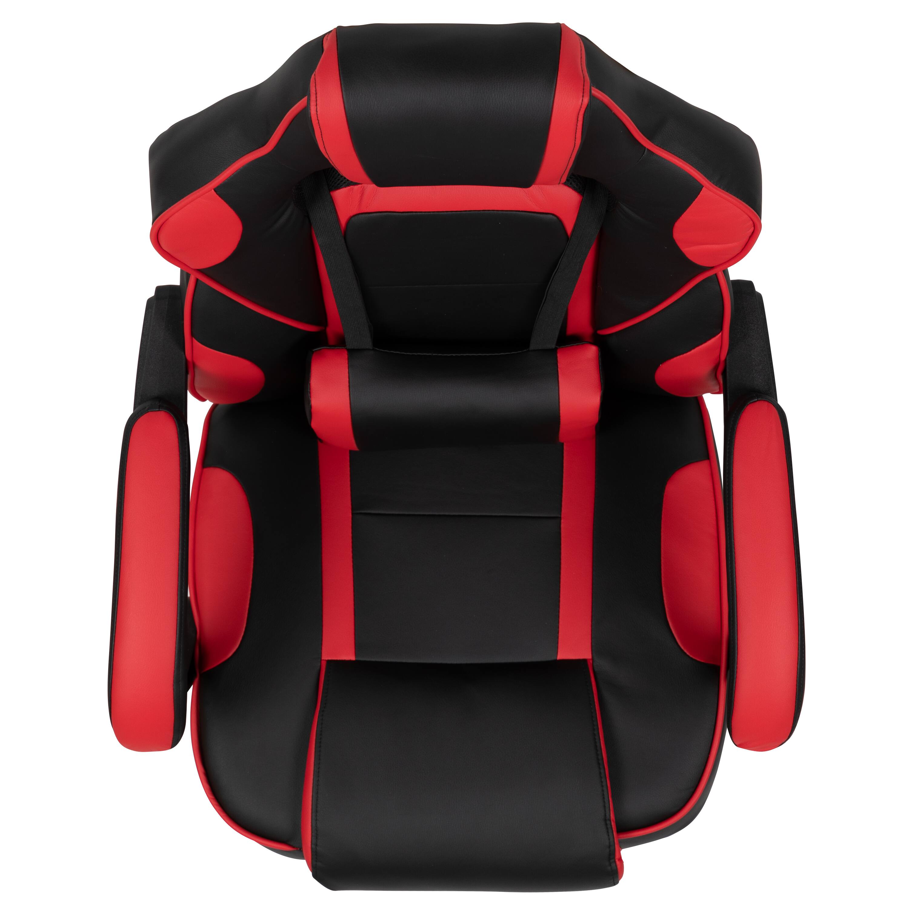 Alt View 9. Emma + Oliver - Ergonomic Gaming Chair -Recline Back/Arms, Footrest, Massaging Lumbar - Black with Red Trim.