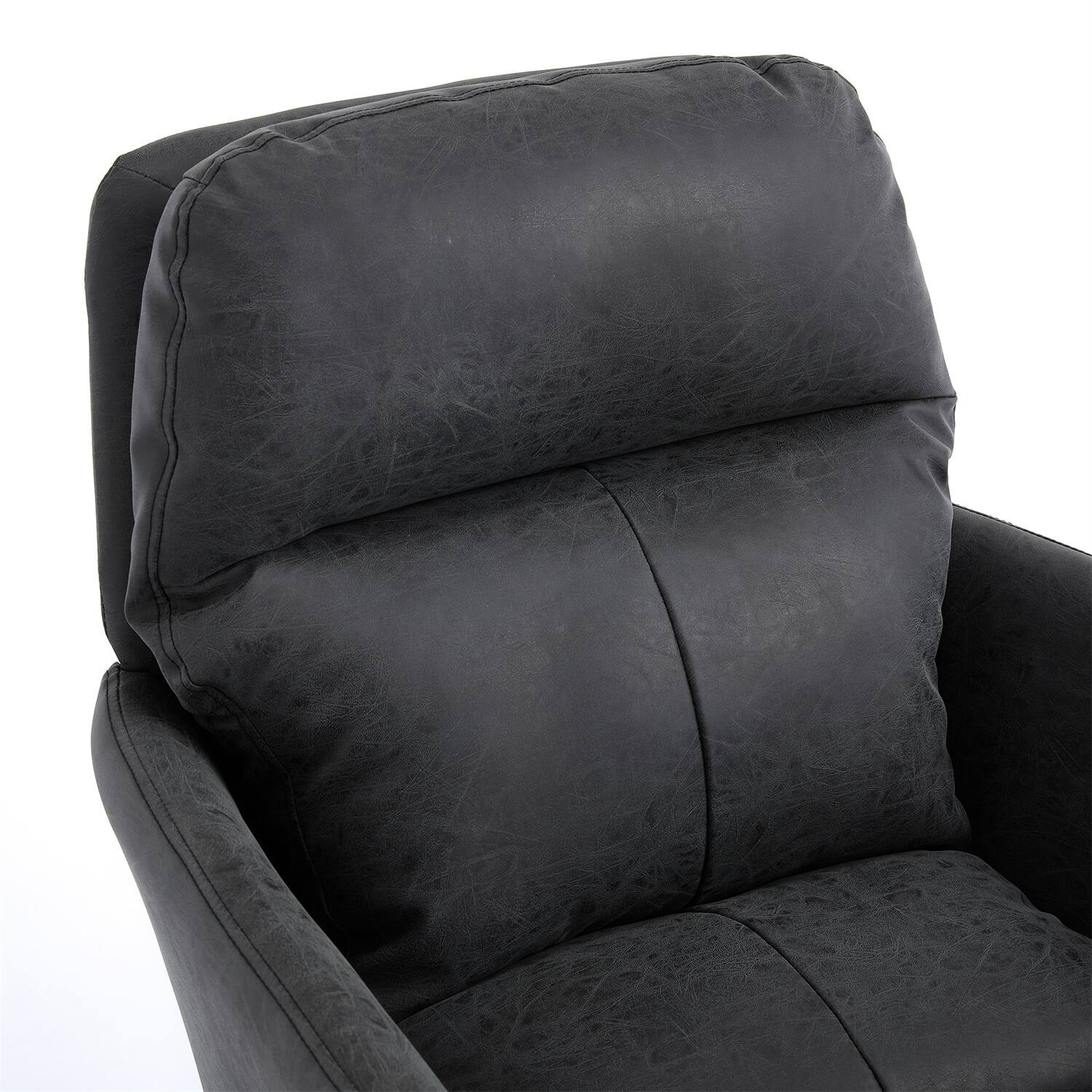 Angle. Forest'nSky - Black Artificial Leather Office Chair, Height-Adjustable with Black Base for Home & Office - Black.
