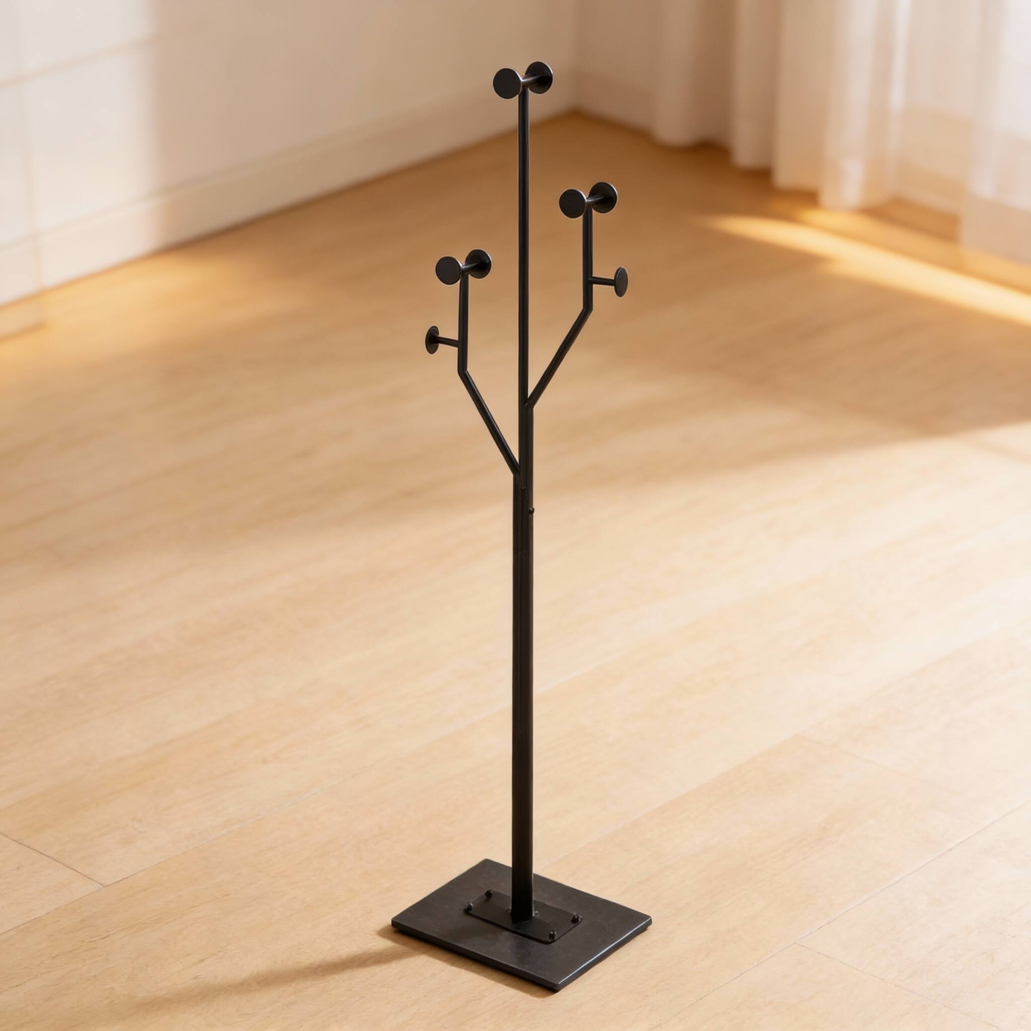 Alt View 1. Frangdom - Tree Coat Rack Marble Base 8 Hooks Corner Stand - Black 10.24"D x 14.96"W x 68.9"H.