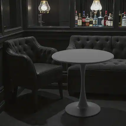 Front. Hivvago - Stylish 31.5-Inch Round Bistro Table with Non-Skid Foot Ring - Black.