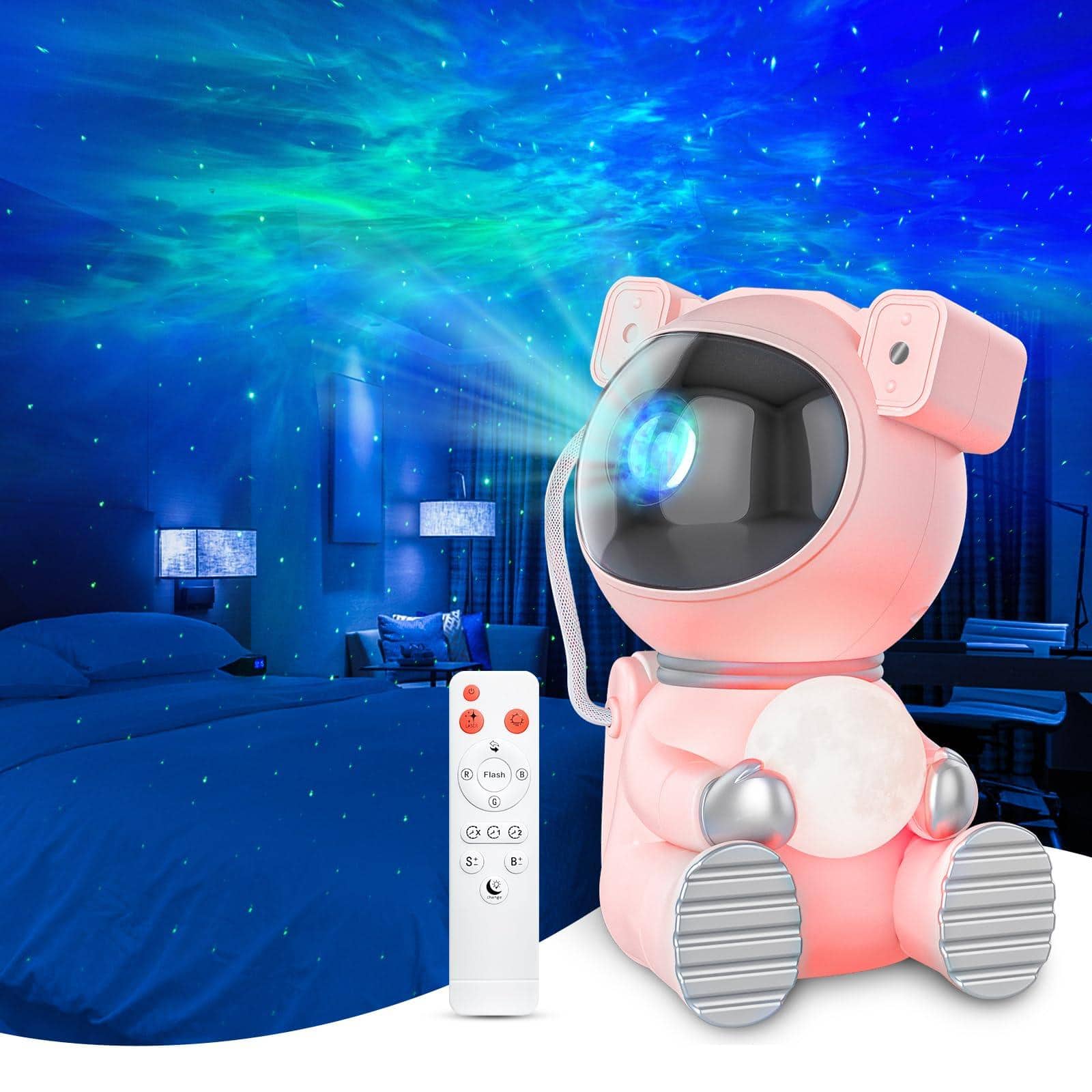 The Best Inks - Astronaut Galaxy Projector Star With Timer And Remote Night Light Moon Lamp Led Nebula For Adults Room Decor Gift - Pink