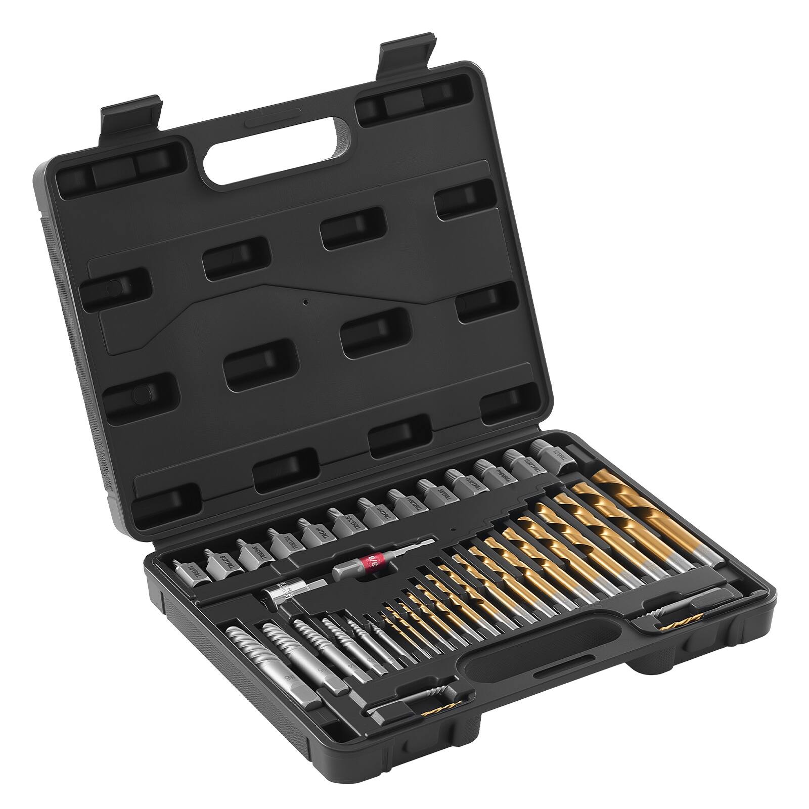 Alt View 5. VEVOR - Screw Extractor Set with Drill Bits, 41 Pieces, Easy Out Bolt Extractors and Drill Bits, with Adapters - Black.
