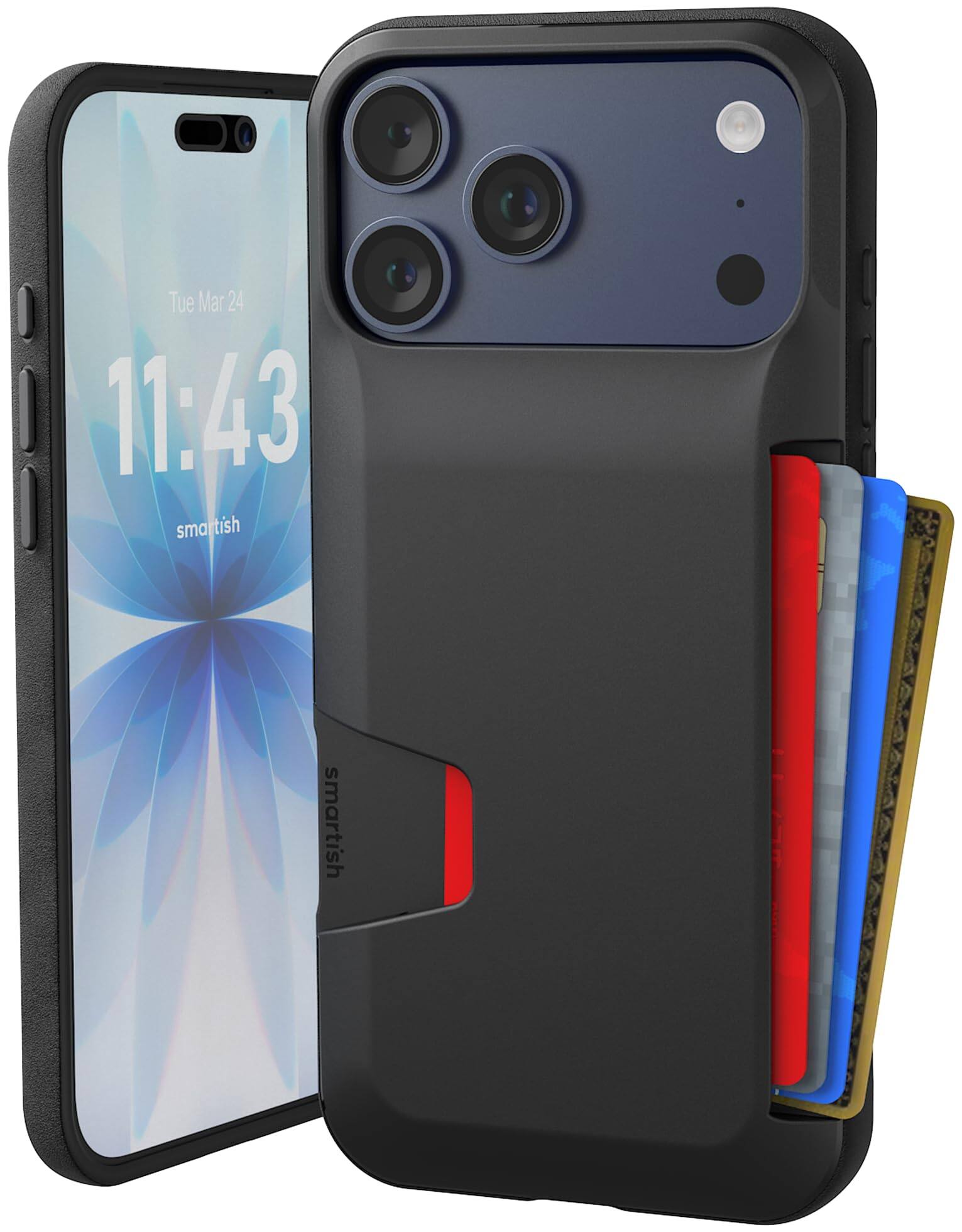 Smartish - iPhone 18 Pro Max/17 Pro Max Wallet Case - Wallet Slayer Vol 1 - Slim Grip Card Holder Cover - Black - Black Tie Affair