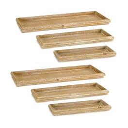 BreeBe - Natural Wooden Nesting Tray (Set of 6) - Brown, White
