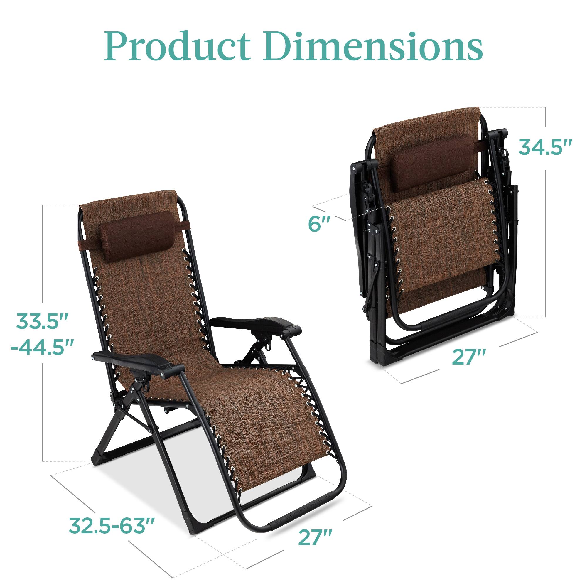 Product Dimensions

- Length: 32.5-63"
- Width: 27"
- Height: 33.5"-44.5"
- Seat Height: 6"
- Back Height: 34.5"