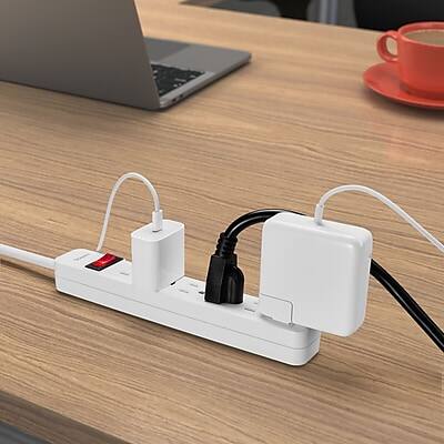 Alt View 5. Staples TECH - 6-Outlet Power Strip, 15' Cord, 2/Pack - White.