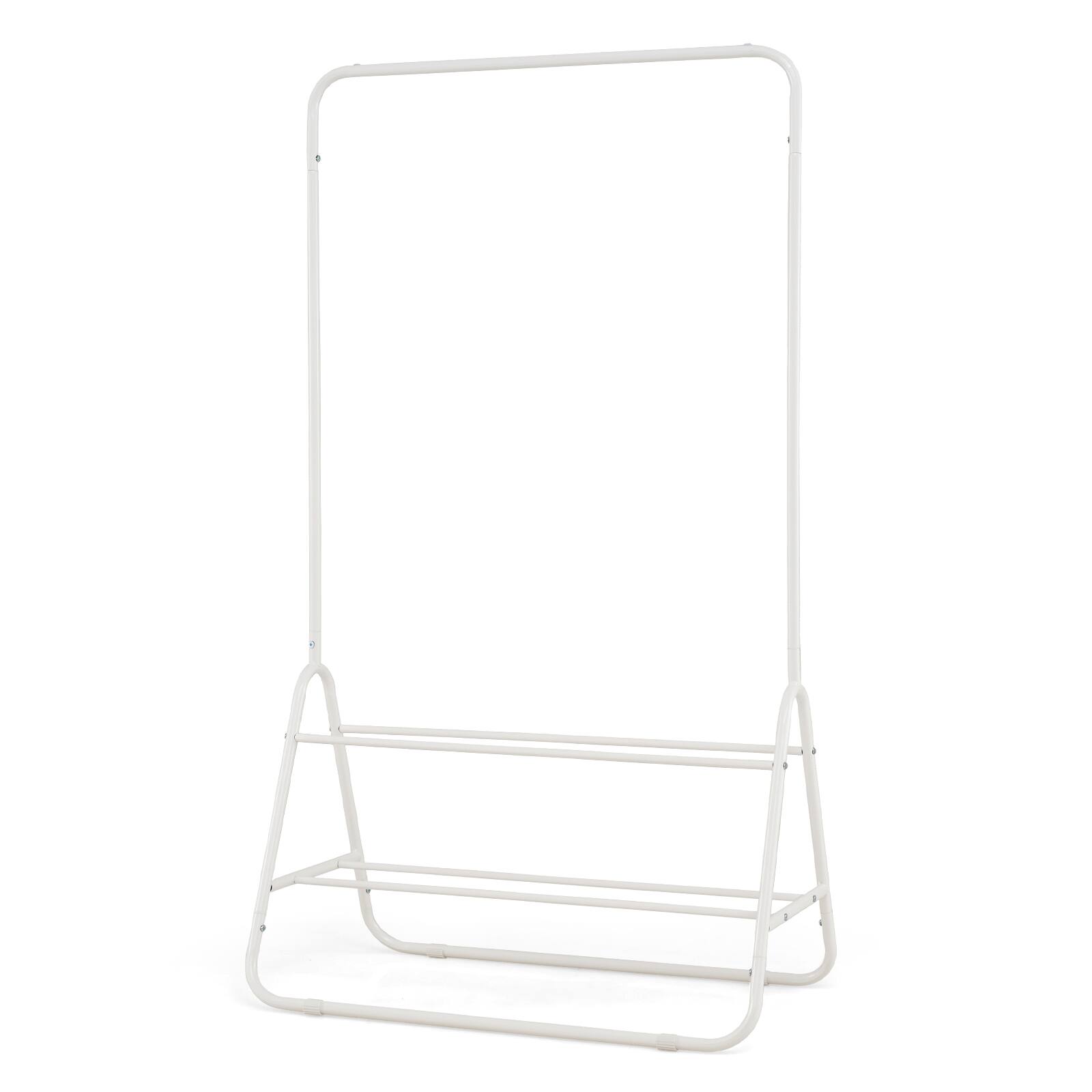 Alt View 9. Costway - Costway Heavy Duty Clothes Rack Metal Garment Rack with Hanging Rod and Storage Shelves - White.