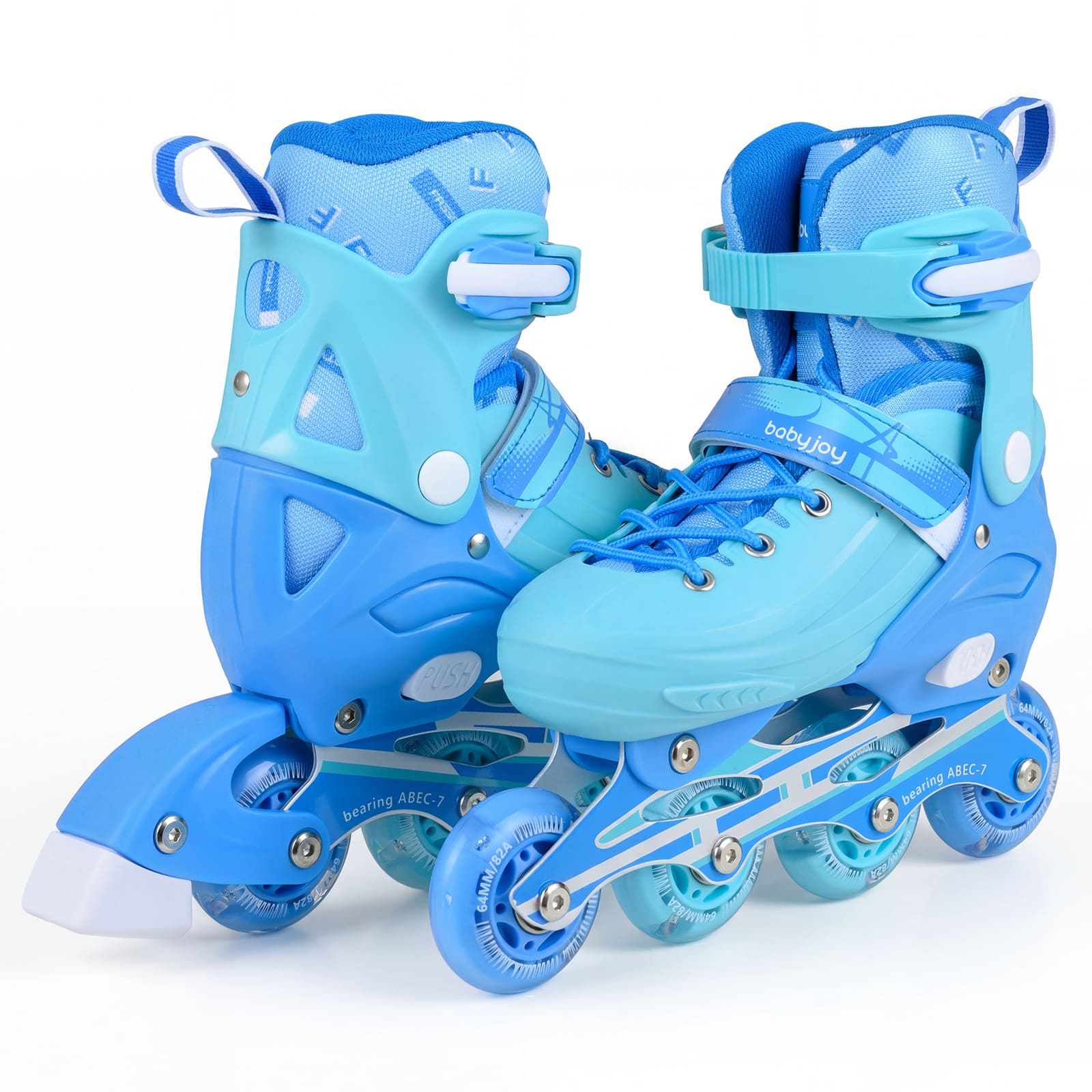 Costway - Kids Inline Skates, Adjustable Light-Up Roller Skates with Illuminating Wheels - Blue