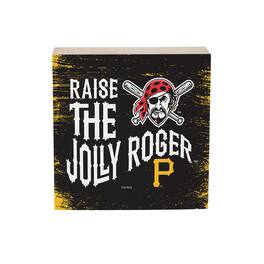 Evergreen Enterprises - Pittsburgh Pirates 6" Square Fan Chant Wood Block Shelf Sign - Multicolor