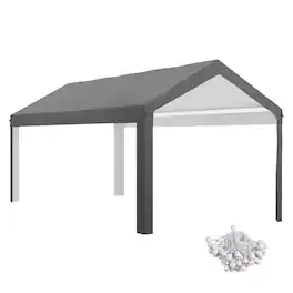 Outsunny - x 20ft Carport Roof, UV Resistant Canopy Replacement, Fits 84C-378V00 and 84C-206 Series - Dark Gray