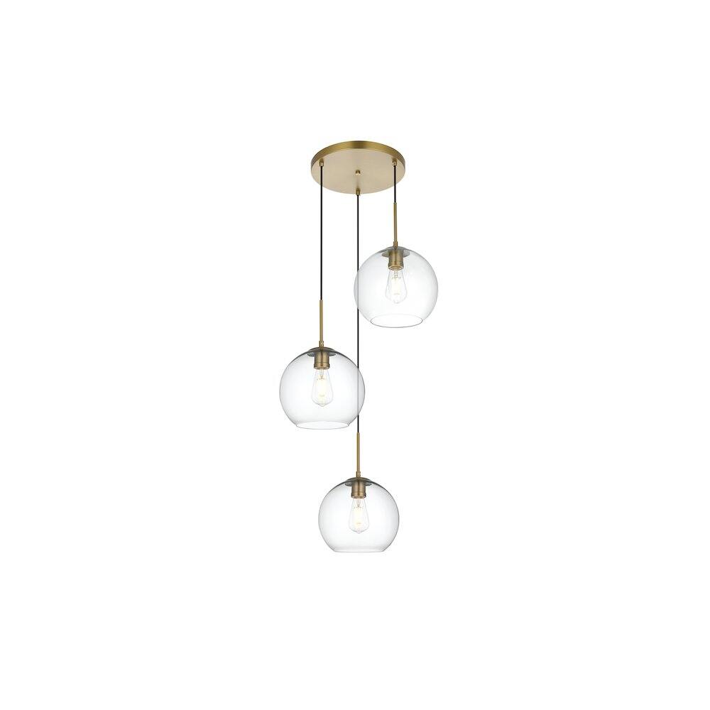 Alt View 1. Living District - Baxter 20 Inch Pendant Clear Shade in Satin Gold - Satin Gold And Clear.