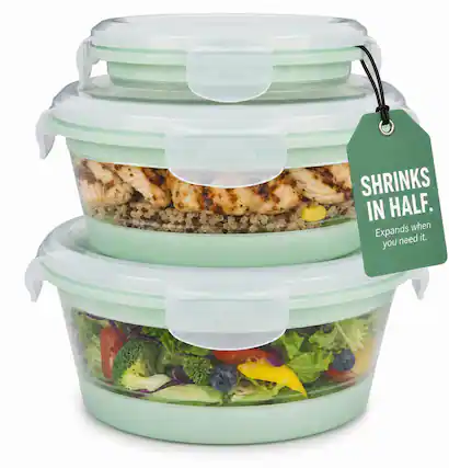 SHRINKS IN HALF. Expands when you need it.