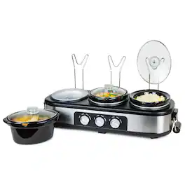 Nostalgia - 3-Station Slow Cooker Buffet - Stainless Steel