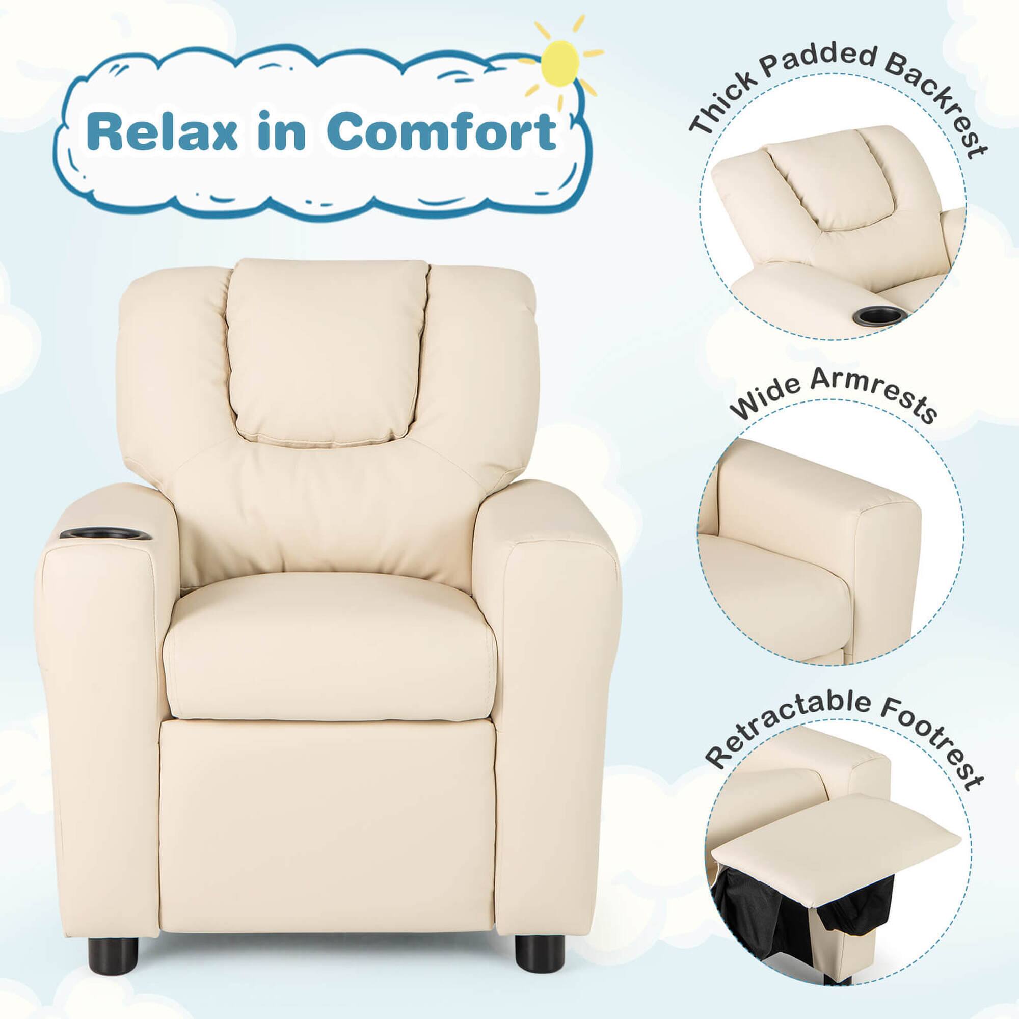 Relax in Comfort

- Thick Padded Backrest
- Wide Armrests
- Retractable Footrest