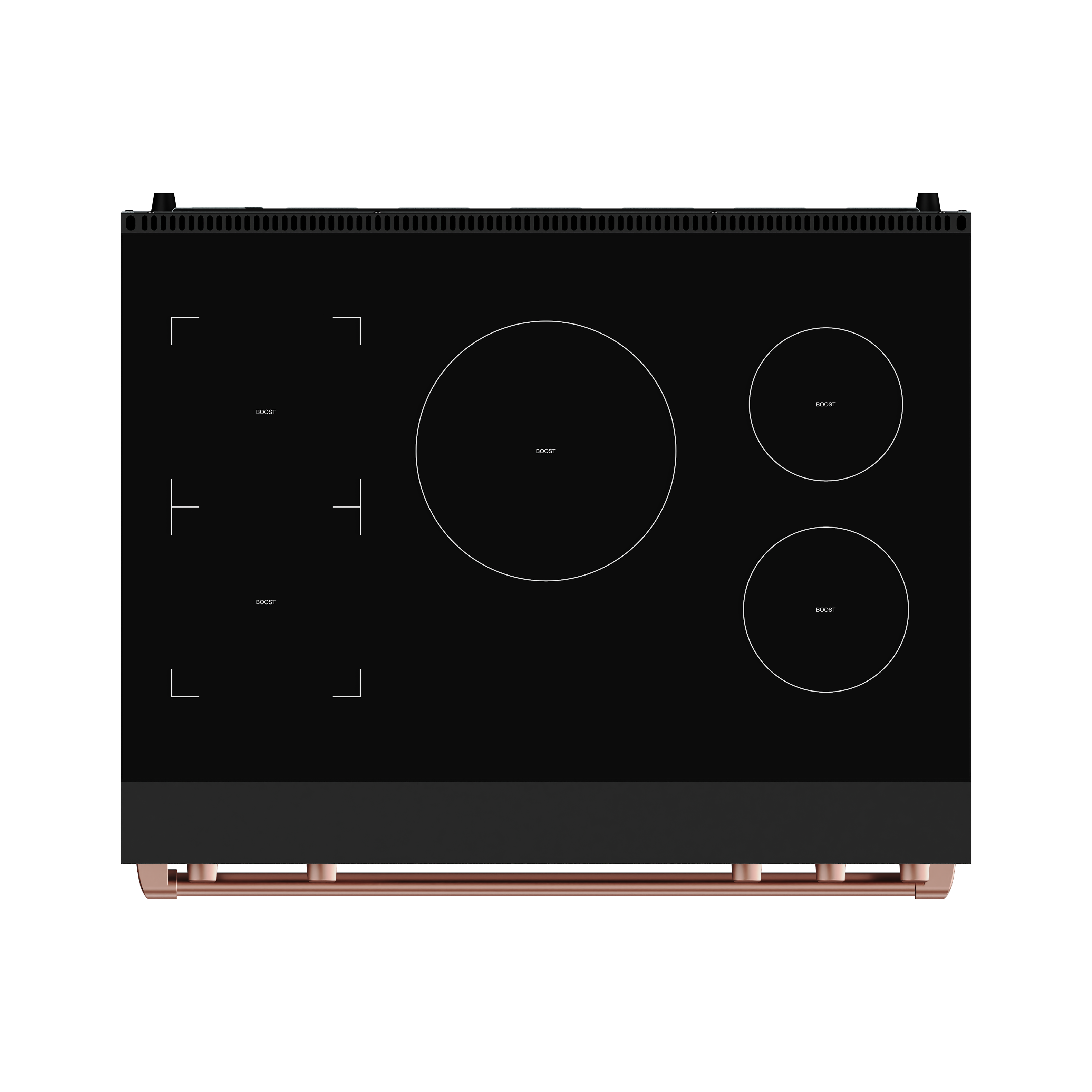 Back. Thor Kitchen - Gordon Ramsay Series by Thor Kitchen 6.0 Cu. Ft Freestanding Induction Range with Rose Gold Hardware - Matte Black.