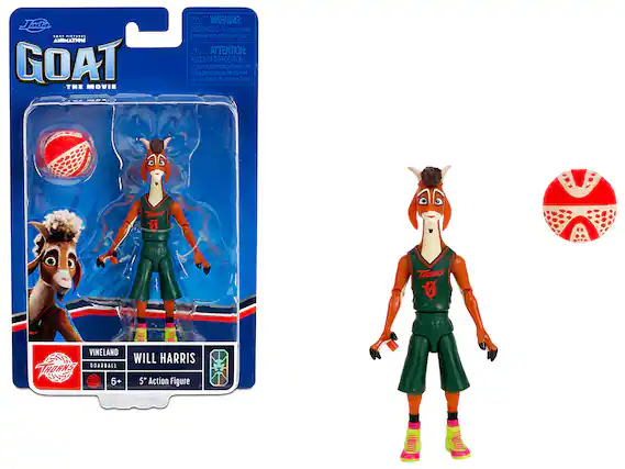 Jada Toys Animation Goat the Movie Warning: Ofasahemdo-c pO x I sal 1 pide nor a Attention: Risque de suffocation Le ouer content des petites boules df des petites pects Ve convent 23 dI mons e Sans Trres 0 Thbans Vineland Will Harris Roarball Thorns 5+ 5" Action Figure