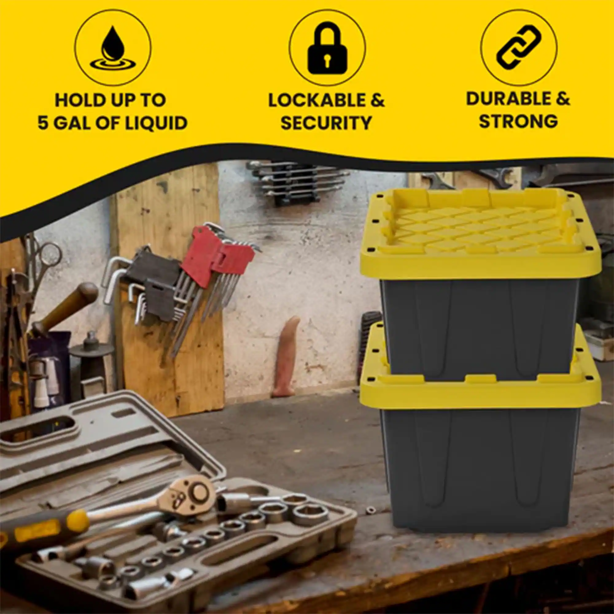 - HOLD UP TO 5 GAL OF LIQUID
- LOCKABLE & SECURITY
- DURABLE & STRONG