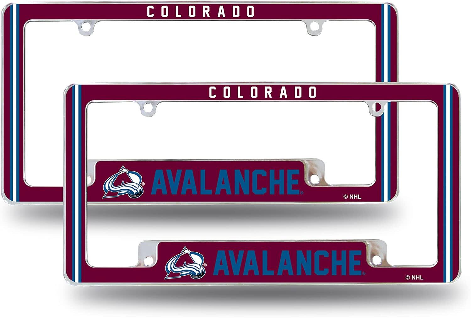Colorado NHL Avalanche (Set of 2) Chrome Metal License Plate Frames with Bold Full Frame Design