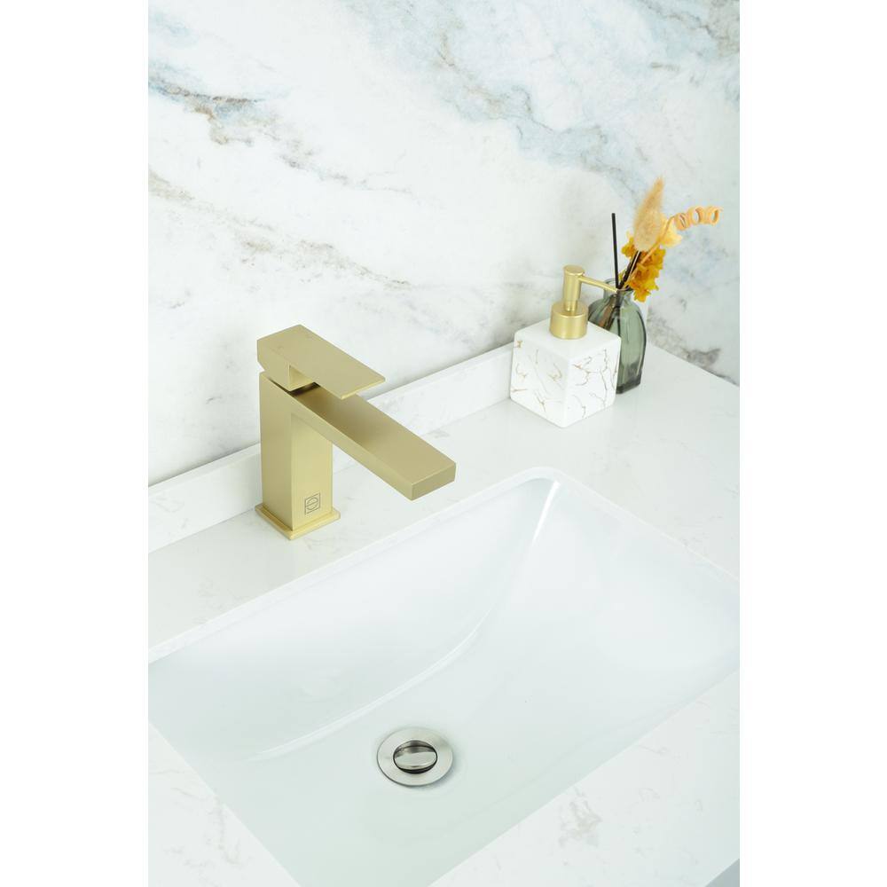 Alt View 8. Elegant Kitchen and Bath - Jakob Single Hole Single Handle Bathroom Faucet in Brushed Gold - Brushed Gold.