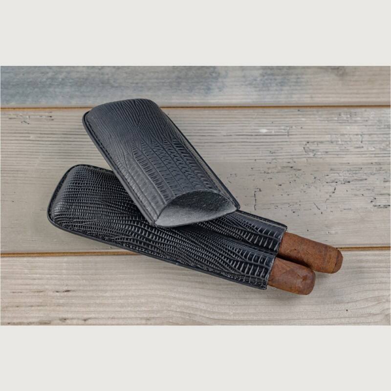 Alt View 2. Prestige - THE GatorBack Black Cigar Humidor Gift Set - Black Gator Skin Design Leather .