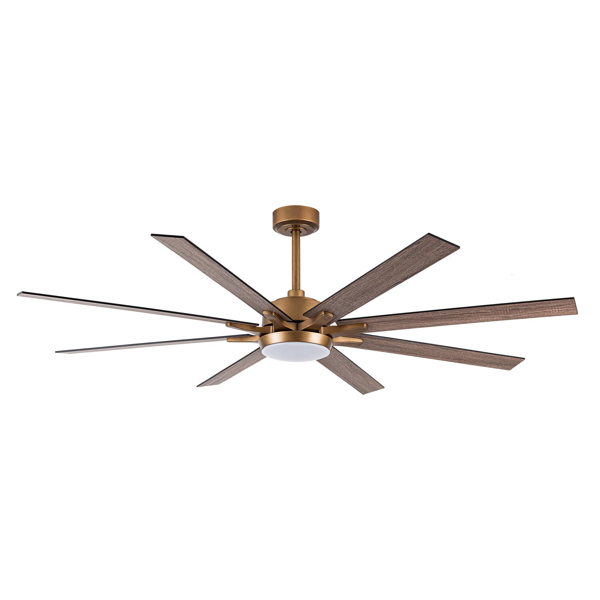 Alt View 8. Parrot Uncle - 65-inch Indoor LED Ceiling Fan with Light and Remote Control, 8 Reversible Blades, DC Reversible Motor - Gold.