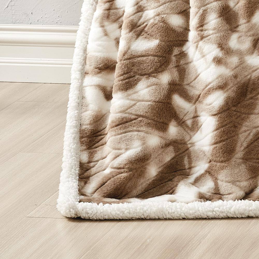 Alt View 2. Noble House - Plazatex Alaska Sherpa Decorative Super Soft Throw Blanket for Sleep/Decor 50" X 60" Taupe - Taupe.