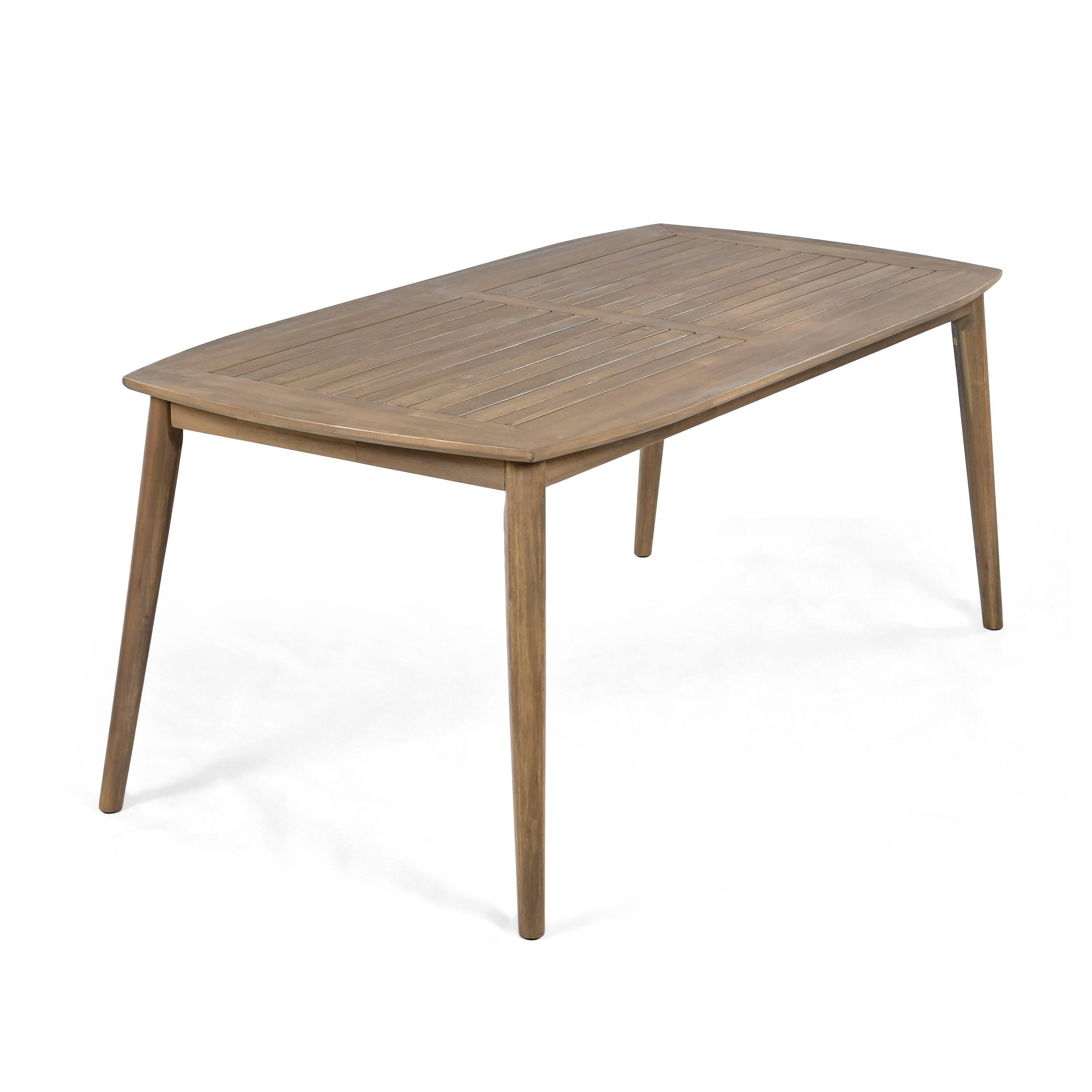 Left. Mondawe - Acacia Wood Dining Table 8-Person Outdoor Table - Light Brown.