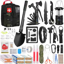 PARKER SLATER - 170 PCS Survival & First Aid Kit, Trauma Gear, Emergency Supplies, Hiking & Camping - Green&Black
